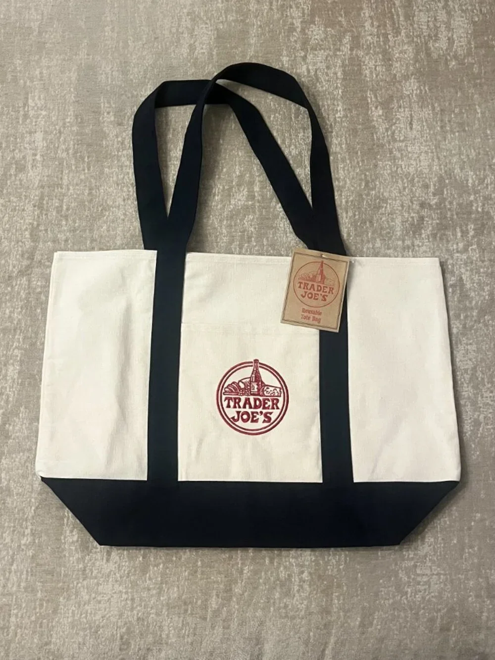 Trader Joe's Navy  Large Canvas Tote Bags (2)